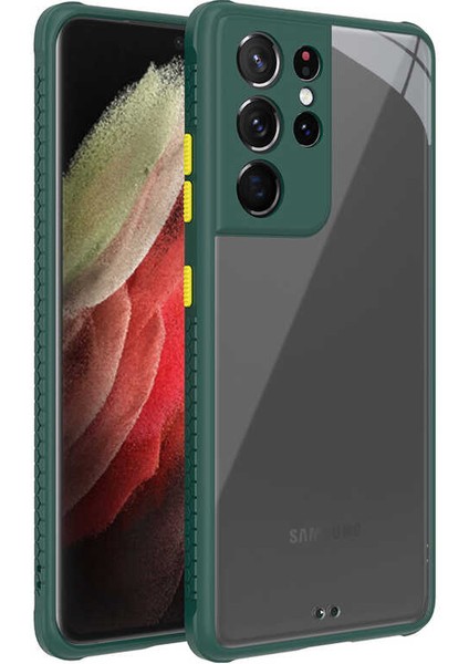 Samsung Galaxy S21 Ultra Kılıf Köşe ve Kamera Korumalı Arkası Şeffaf Renkli Tuşlu Silikon Kapak (Kaff) fiyatları