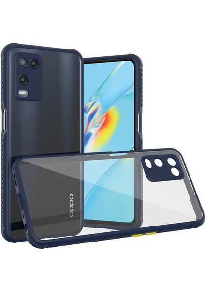 Oppo A54 4g Kılıf Köşe ve Kamera Korumalı Arkası Şeffaf Renkli Tuşlu Silikon Kapak (Kaff)