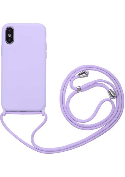 Apple iPhone Xs Max 6.5 Kılıf Ipli Boyun Askılı Içi Kadife Lansman Yumuşak Silikon Kapak (Ropi)