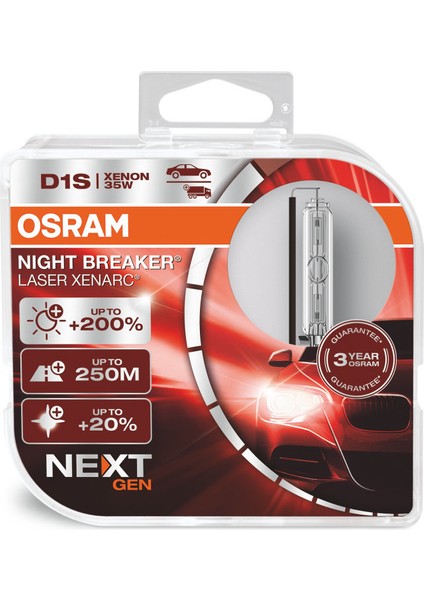 D1S Night Breaker Laser Xenarc %200 Fazla Işık Next Gen 3 Yıl Garantili(Takım -2 Adet)