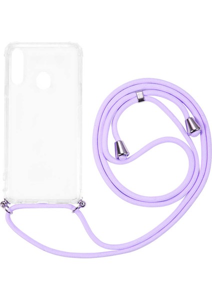 Samsung Galaxy A20S Kılıf Şeffaf Köşe Korumalı Ipli Boyun Askılı Kapak (X-Rop) fiyatları