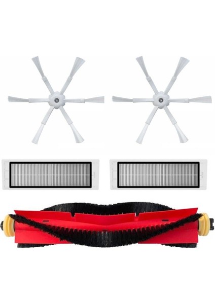 Roborock S5 Max, S6, S6 Pure Uyumlu 6 Kollu Beyaz Yan Fırçalı 5 Parça Set