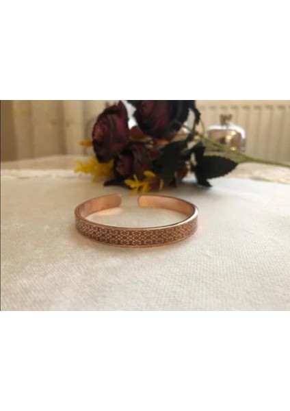 Saf Bakır Bileklik-Lale Model--Her Bileğe Uygun-Geçmeli-Unisex-