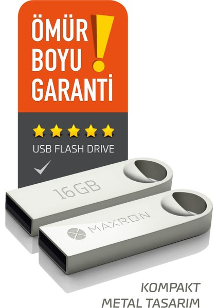 16 GB Flash Bellek Metal Gövde Ömür Boyu Garantili Güvenli USB Bellek Data Traveler