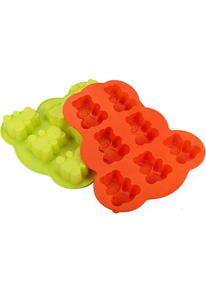 2 Adet Silikon Oyuncak Ayı Kalıp Iki Renkli (Yurt Dışından)