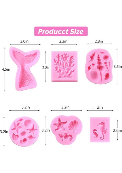 6 Deniz Temalı Silikon Çikolata Kalıpları Pembe (Yurt Dışından) modelleri