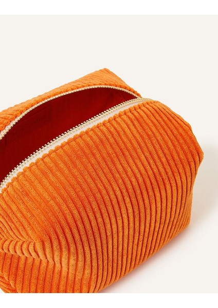 Kordon Desenli Fermuarlı Turuncu Renk Makyaj Çantası modelleri