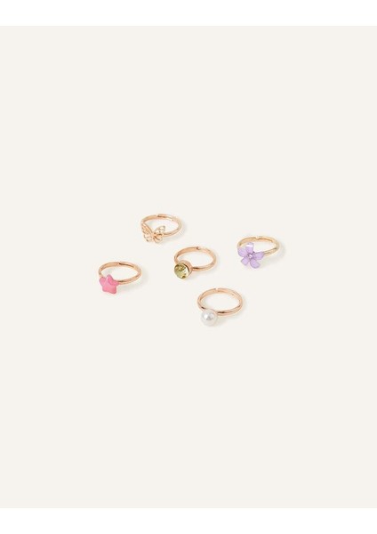 Kız Çocuk Için Işıltılı Yüzük 5'li Paket