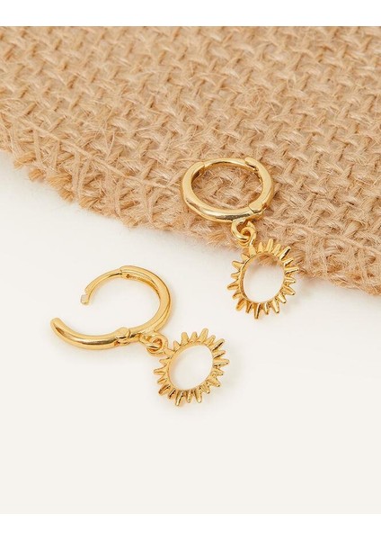 Altın Kaplama Güneş Şekilli Küpe Seti