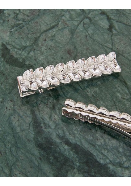 Kristal Yaprak Desenli Tel Toka 2'li Set fiyatları