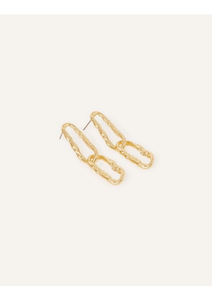 Altın Kaplama Çengel Detay Küpe Seti