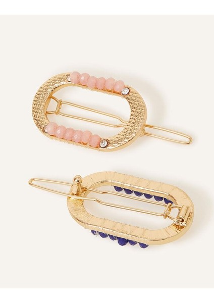 Lacivert ve Pembe Süslemeli Klipsli Toka 2'li Set fiyatları