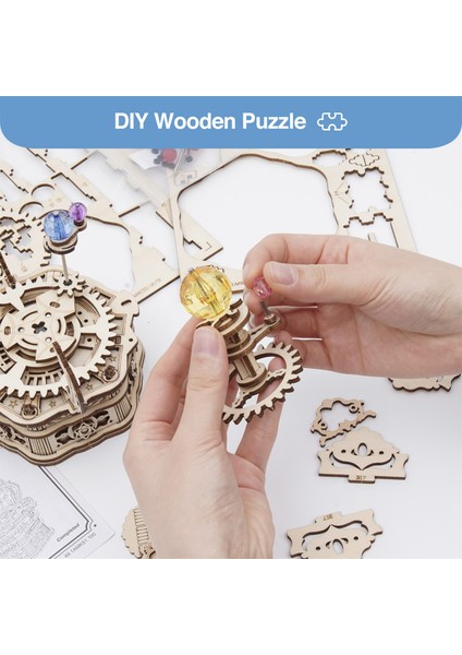 Rokr Dönen Yıldızlı Gece Müzik Kutusu 3D Ahşap Puzzle (Yurt Dışından)