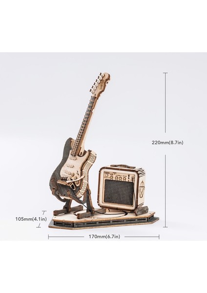 Rokr Electric Guitar 3D Ahşap Puzzle TG605K (Yurt Dışından)