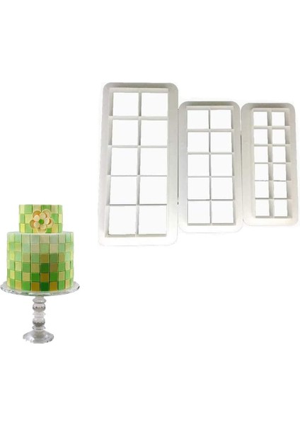 3 Kare Kek Kesme Kalıpları Seti (Yurt Dışından)