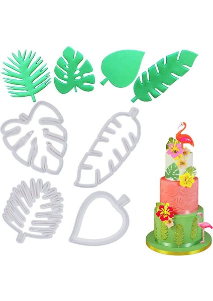 4 Tropikal Yaprak Bisküvi Kalıpları (Yurt Dışından)