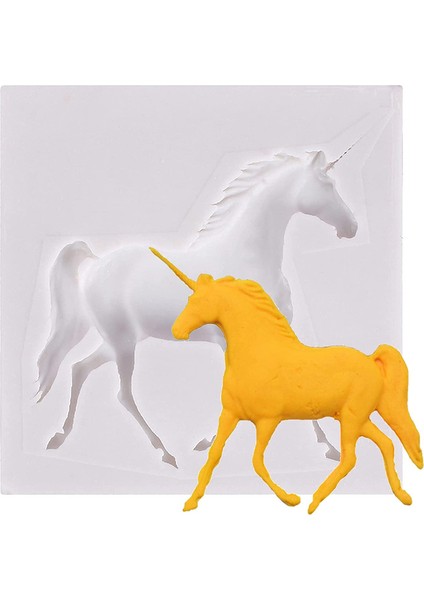 2 Adet Silikon Tek Boynuzlu At Kalıp Beyaz (Yurt Dışından)
