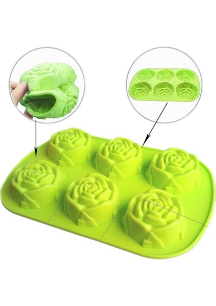 2 Adet 6 Boşluklu Gül Silikon Sabun Kalıp Pembe (Yurt Dışından) modelleri