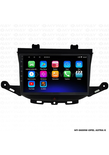 Opel Astra K Android 12 Multimedya Carplay 2gb RAM+32GB HDD Navigasyon Ekran