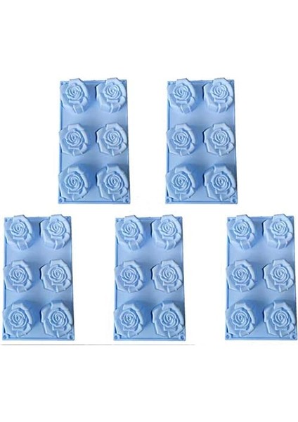 5 Adet 6 Delikli Üç Boyutlu Gül Puding Kalıp Mavi (Yurt Dışından) fiyatları