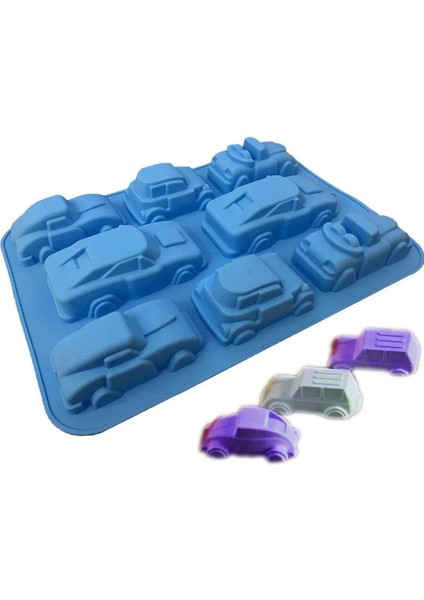 8 Şirket Araba Bisküvi Kalıp Mavi (Yurt Dışından)