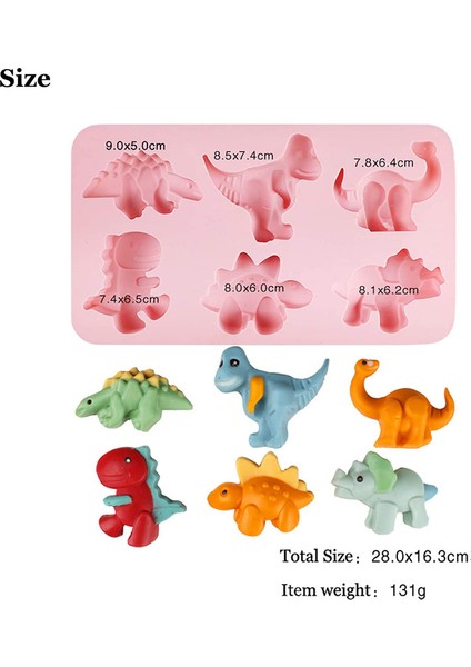 2 Adet 6 Dinozor Soketi Silikon Kalıp (Yurt Dışından) modelleri