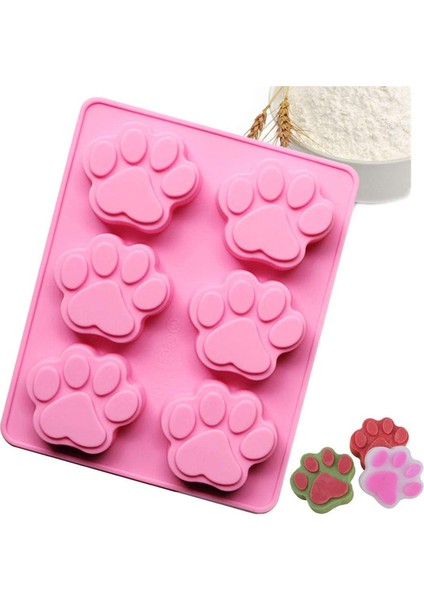 2 Adet Köpek Yavrusu Ayak Izi Silikon Kalıp Pembe (Yurt Dışından)