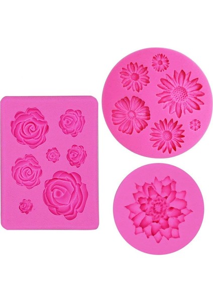 3 Adet Silikon Gül Papatya Kalıp (Yurt Dışından)