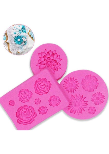 3 Adet Silikon Gül Papatya Kalıp (Yurt Dışından) indirimleri