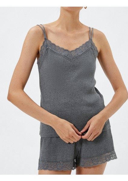 Dantelli Pijama Üstü İnce Askılı Fitilli indirimleri