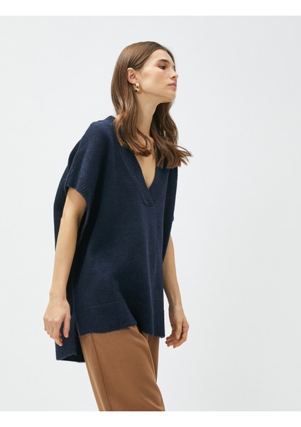 Oversize Süveter V Yaka