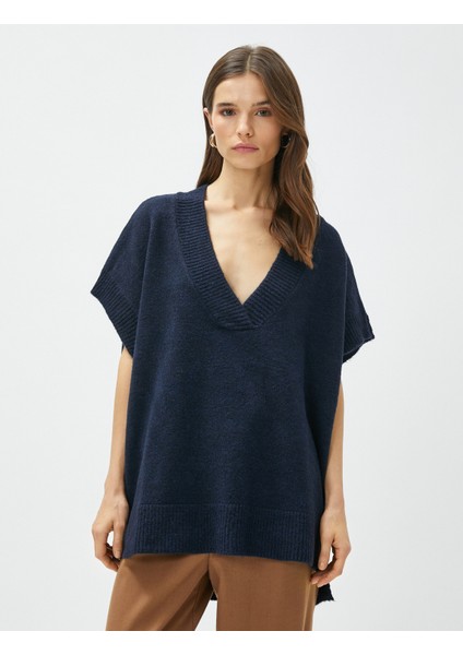 Oversize Süveter V Yaka