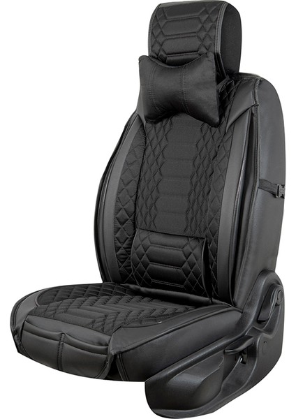 Jeep Comander Lüx Deri Oto Koltuk Kılıfı Ön Arka Takım (Royal) Tam Siyah