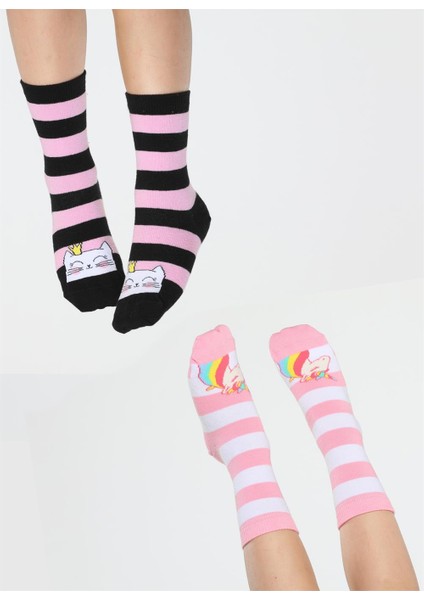 Cat&unicorn 2'li Paket Kız Çocuk Çorap