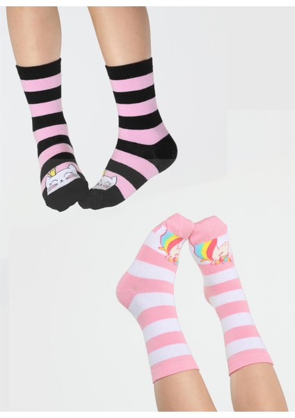 Cat&unicorn 2'li Paket Kız Çocuk Çorap