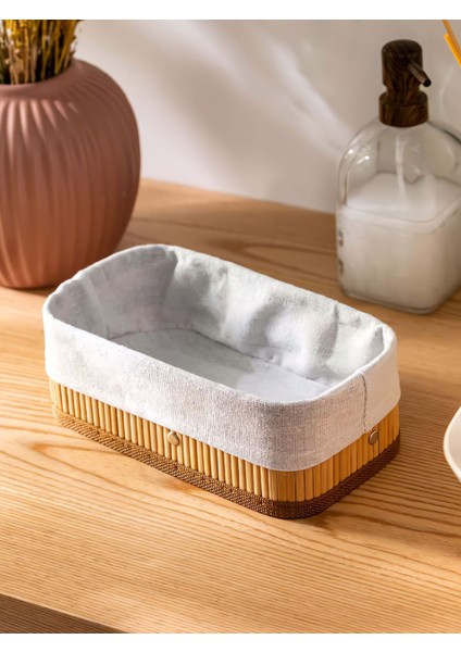Bambu Çok Amaçlı Saklama Kutusu Düzenleyici Büyük Boy Organizer Kahverengi 25X15X8 cm