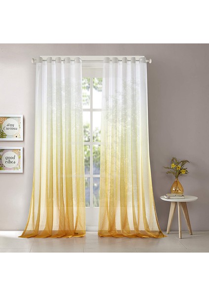 2 Degrade Perde Sarı 132 x 160 cm (Yurt Dışından)