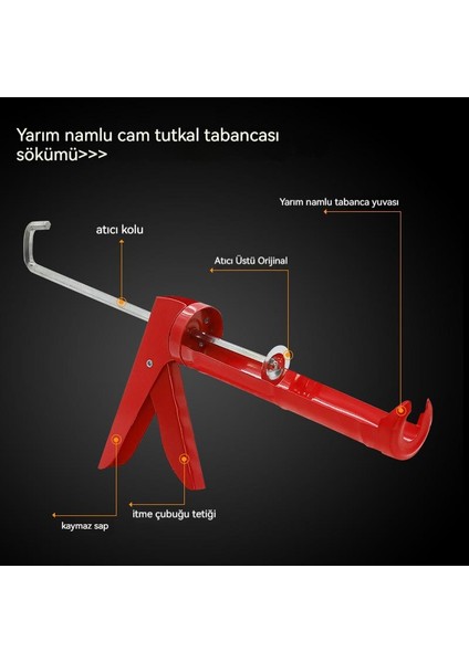 Siyah Küçük Yarım Daire Tutkal Aracı Mavi Kırmızı Beyaz Döner Basınçlı Tutkal Manuel Manuel Yarım Tüp Tipi Cam Tutkal Tabancası (Yurt Dışından)