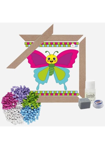 23 I Çocuk Ahşap Çerçeveli Seramik Mozaik Set 20 x 20 cm