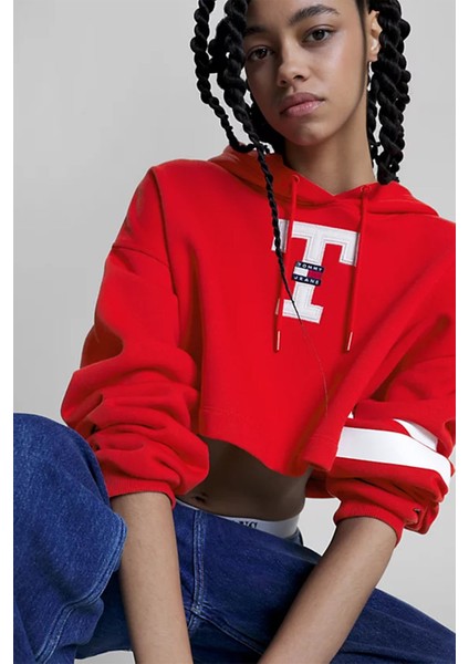 Tommy Jeans Kadın Kırmızı Sweatshirt DW0DW16122