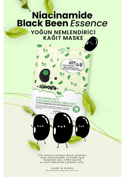 Niacinamide ve Siyah Fasülye Ile, Cilt Tonu Düzenleyici Gözenek Karşıtı Kağıt Maske Esfolio Mask