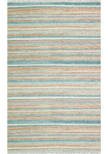 Asos Kilim As 04 Blue Jüt Görünümlü Hav Toz Vermez Çift Taraflı Yıkanabilir Kilim