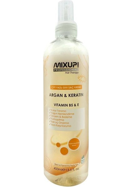 Çift Fazlı Sıvı Saç Kremi Keratin & Argan 400 ml