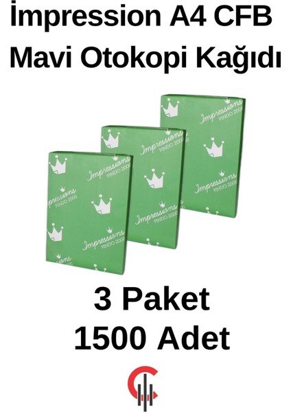 A4 Cfb Mavi Otokopi Kağıdı 3 Paket 1500 Adet
