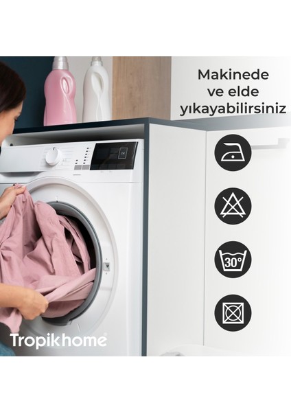 Tropik Home Duş Perdesi Çift Kanat 2X120X200CM Kır Desenli Banyo Perdesi 16 Adet C Halka Hediyeli