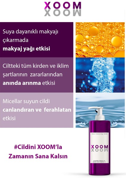 Xoom 3 in 1 (Temizleme Yağı + Temizleme Jeli + Micellar Su) Bakım ve Temizleme Xoomu 150 ML