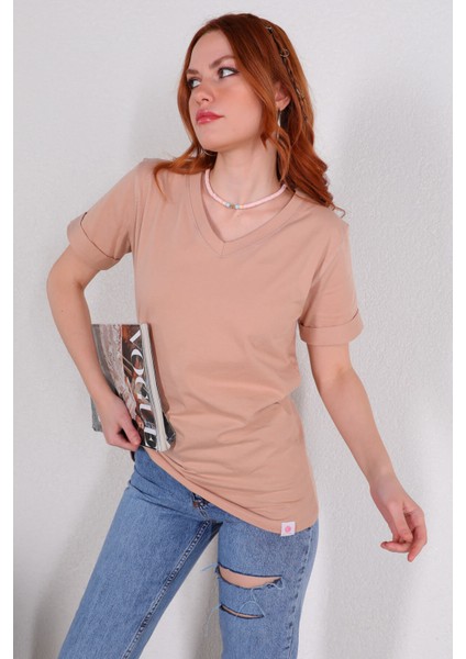 TSR-04245 Vizon V Yaka Basic Tişört
