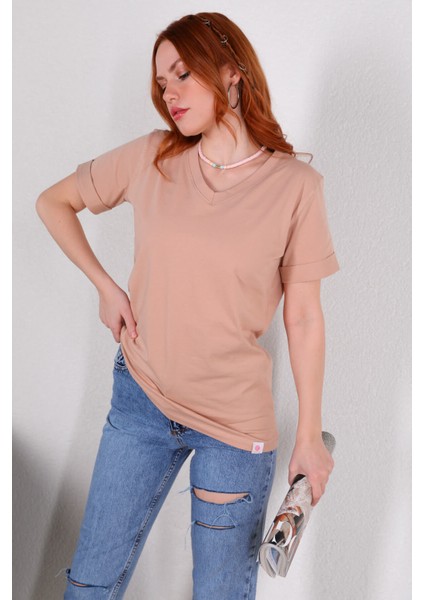 TSR-04245 Vizon V Yaka Basic Tişört