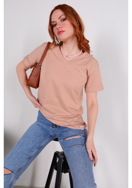 TSR-04245 Vizon V Yaka Basic Tişört
