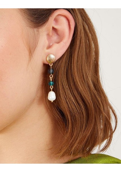 Boncuk ve Inci Detaylı Sallantılı Küpe Seti fiyatları